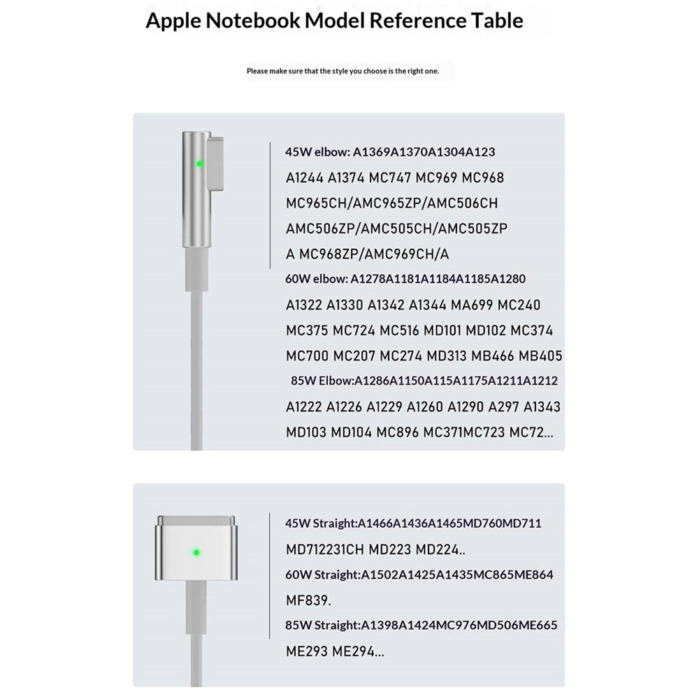 D036 1,8 m USB-C han til kompatibel med MagSafe 2 opladningskabel 100W PD hurtigopladningskabel til MacBook Air / Pro 2012-2016