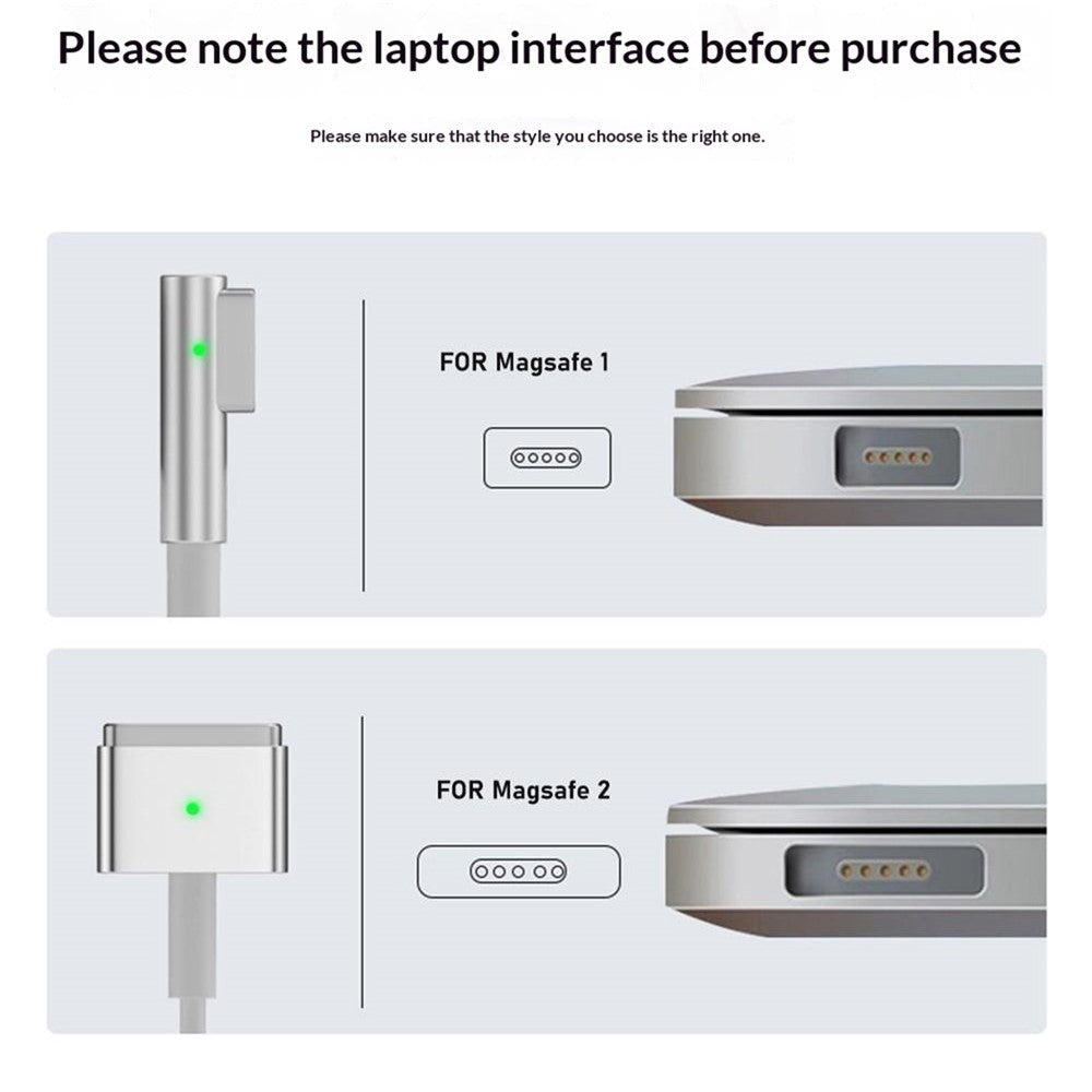 D036 1,8 m USB-C han til kompatibel med MagSafe 2 opladningskabel 100W PD hurtigopladningskabel til MacBook Air / Pro 2012-2016