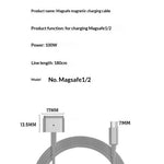 D036 1,8 m USB-C han til kompatibel med MagSafe 2 opladningskabel 100W PD hurtigopladningskabel til MacBook Air / Pro 2012-2016