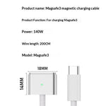 D038 2m USB-C till kompatibel med MagSafe 3 laddningskabel 140W PD snabbladdningskabel för MacBook Pro 14/16 tum/Air M2/M3