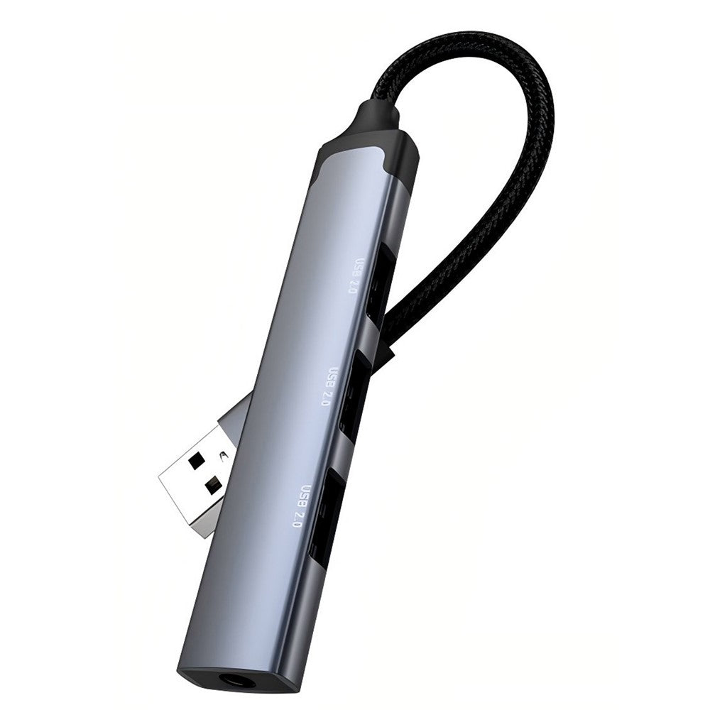 LDNIO DS-104U 4-in-1 USB-A Hub Multifunctional 480Mbps 3xUSB2.0 + 3.5mm Audio Adapter for Laptop Desktop