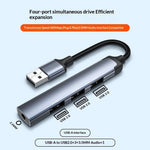 LDNIO DS-104U 4-in-1 USB-A Hub Multifunctional 480Mbps 3xUSB2.0 + 3.5mm Audio Adapter for Laptop Desktop