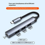 LDNIO DS-104C USB-C Hub Adapter 3 USB 2.0 Port+3.5mm Audio Interface 4-in-1 Expansion Dock for Laptop Tablet