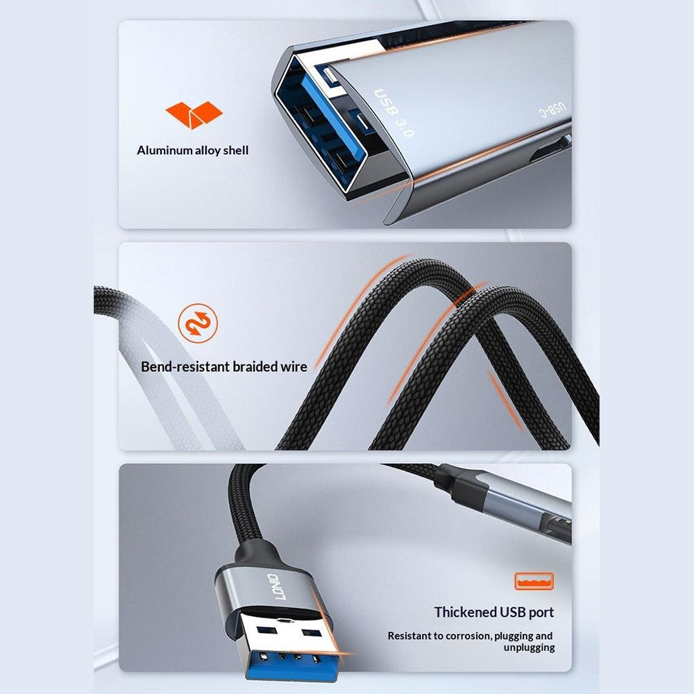LDNIO DS-114U USB-A to 4xUSB3.0 Hub Adapter 5Gbps High Speed Aluminum Alloy Docking Station for Laptop PC