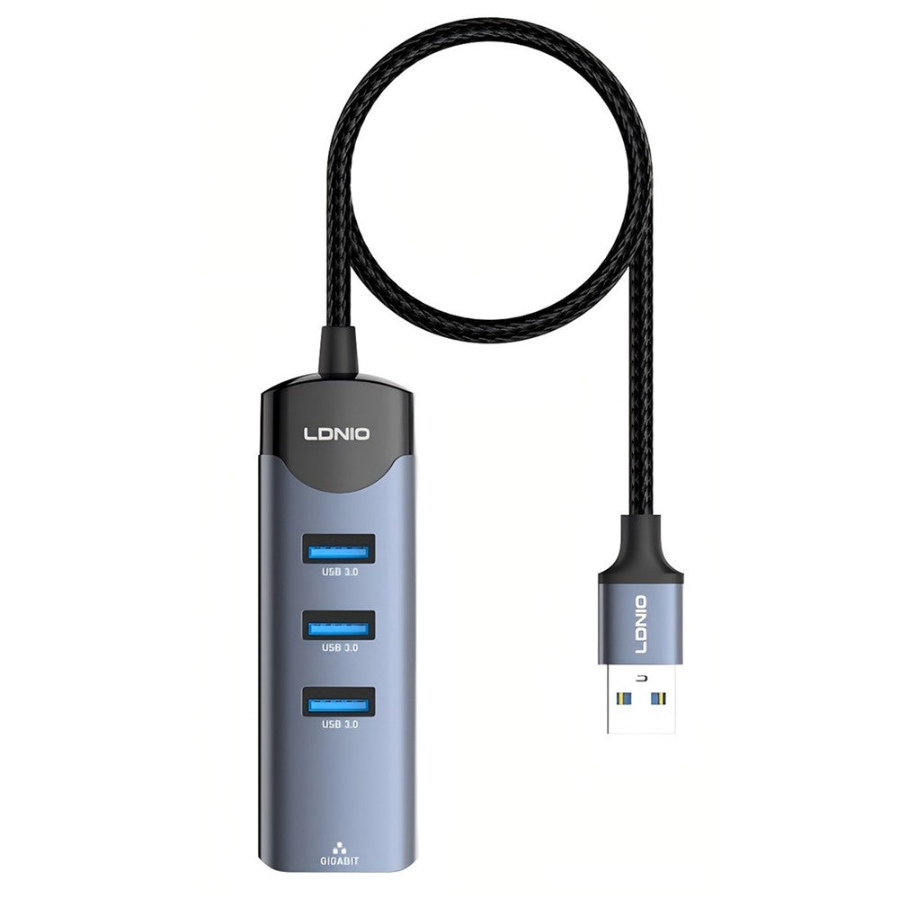 LDNIO DS-134U USB-A to 4-Port USB 3.0 Hub with 1.2m Cable 5Gbps High Speed Data Transfer Adapter