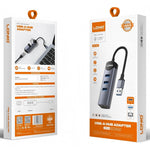 LDNIO DS-144U USB-A til 3x USB3.0-porte RJ45 Gigabit Ethernet Hub-adapter til bærbar pc