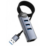 LDNIO DS-144U USB-A til 3-ports USB3.0 RJ45 Gigabit Ethernet Adapter Hub med 1,2 m kabel
