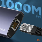 LDNIO DS-144UC USB-C + USB-A til 3-ports USB3.0 Splitter Hub RJ45 Gigabit Ethernet Adapter
