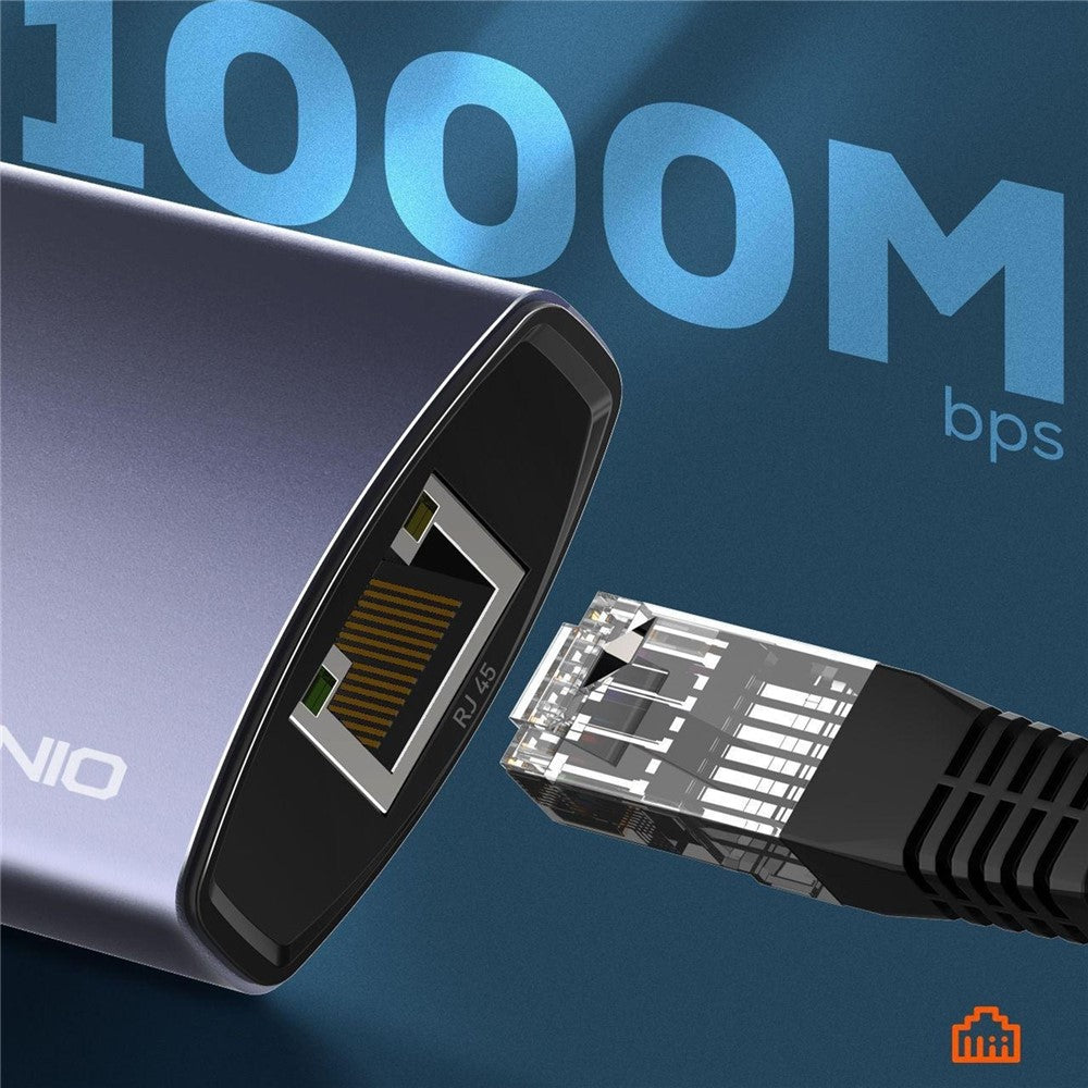 LDNIO DS-144UC USB-C + USB-A til 3-ports USB3.0 Splitter Hub RJ45 Gigabit Ethernet Adapter