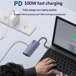 LDNIO DS-15H 5 in 1 Type-C Hub PD 100W Fast Charging 4K HD 3x USB 3.0 Docking Station