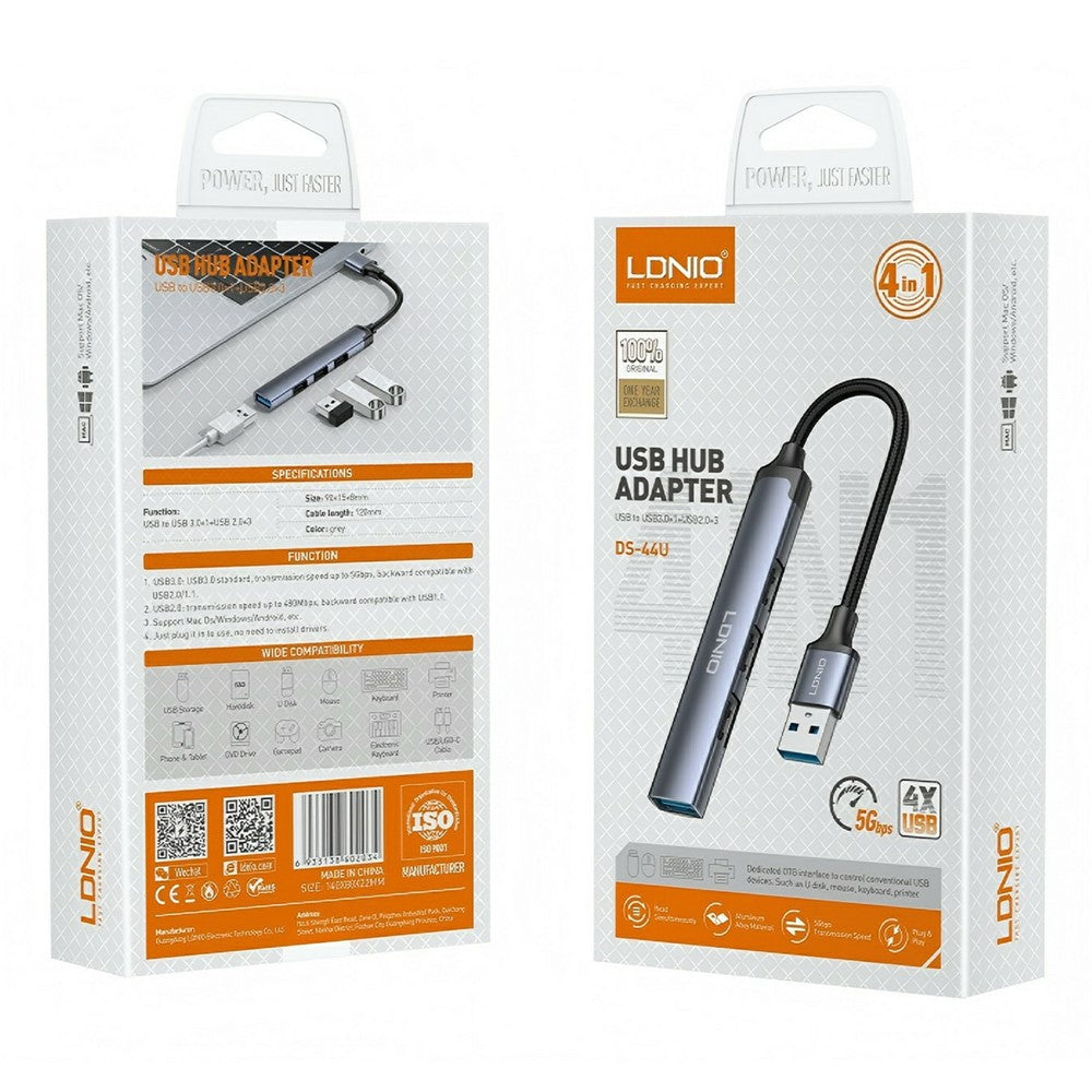 LDNIO DS-44U 4 in 1 USB Hub USB 3.0 + 3 USB 2.0 Adapter 5Gbps High Speed Splitter