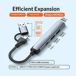 LDNIO DS-64C 4 in 1 USB Hub Type-C USB-A Dual Input to USB 3.0 5Gbps + 2 USB 2.0 + Type-C Adapter