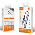 LDNIO DS-64C 4 in 1 USB Hub Type-C USB-A Dual Input to USB 3.0 5Gbps + 2 USB 2.0 + Type-C Adapter