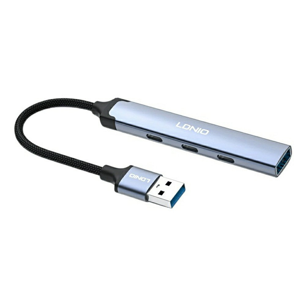 LDNIO DS-74U 4 in 1 Hub USB-A to USB 3.0 5Gbps + 3 Type-C 2.0 Adapter for Laptop PC