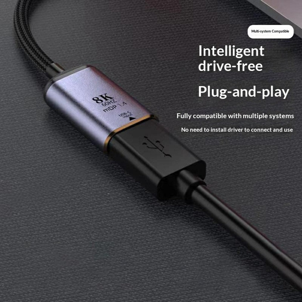 DP020 USB-C hona till DisplayPort 1.4 hane-adapter 8K / 60Hz videokonverteringskabel för MacBook Laptop-skärm