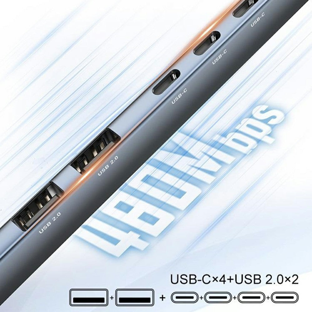 LDNIO DS-87C 7 in 1 USB-C Hub USB 3.0 + USB 2.0 Splitter Aluminum Alloy High Speed Data Transfer Adapter