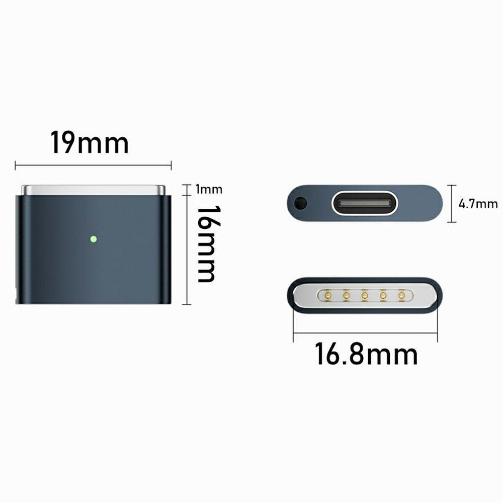 AP3-100T USB-C hona till kompatibel med MagSafe 3 hane magnetisk adapter 100W PD snabbladdningsomvandlare för MacBook Pro/Air