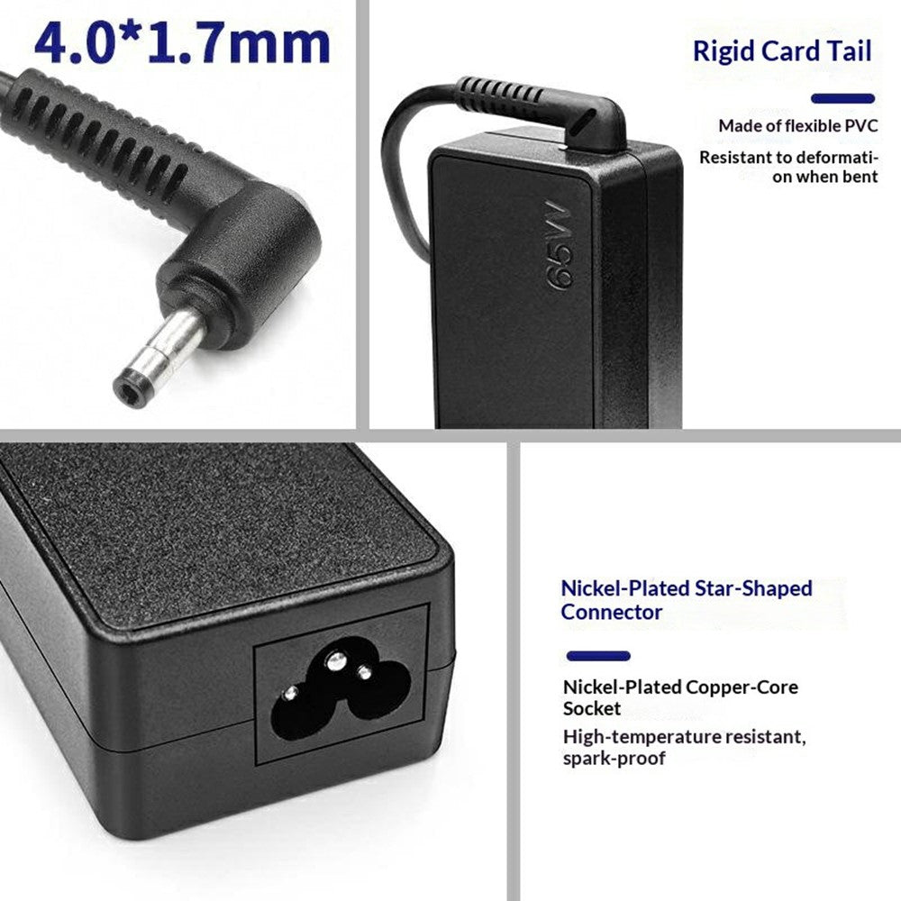 65W Laptop Charger 20V 3.25A for Lenovo IdeaPad 3 / IdeaPad 5 / Flex 5 Power Adapter 4.0x1.7mm