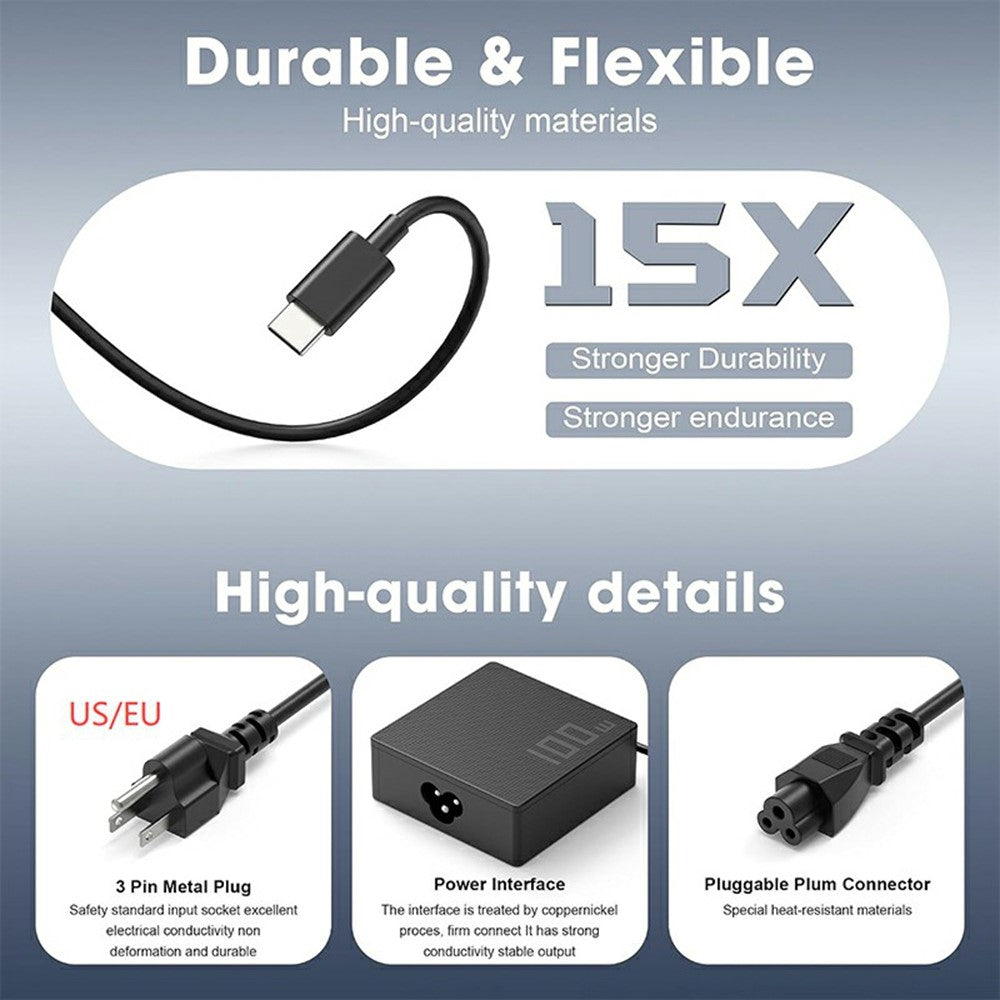 20V / 5A 100W USB-C Laptop Charger Power Adapter for ASUS ROG Flow X13 (2022) / (2023) / Z13 (2022)