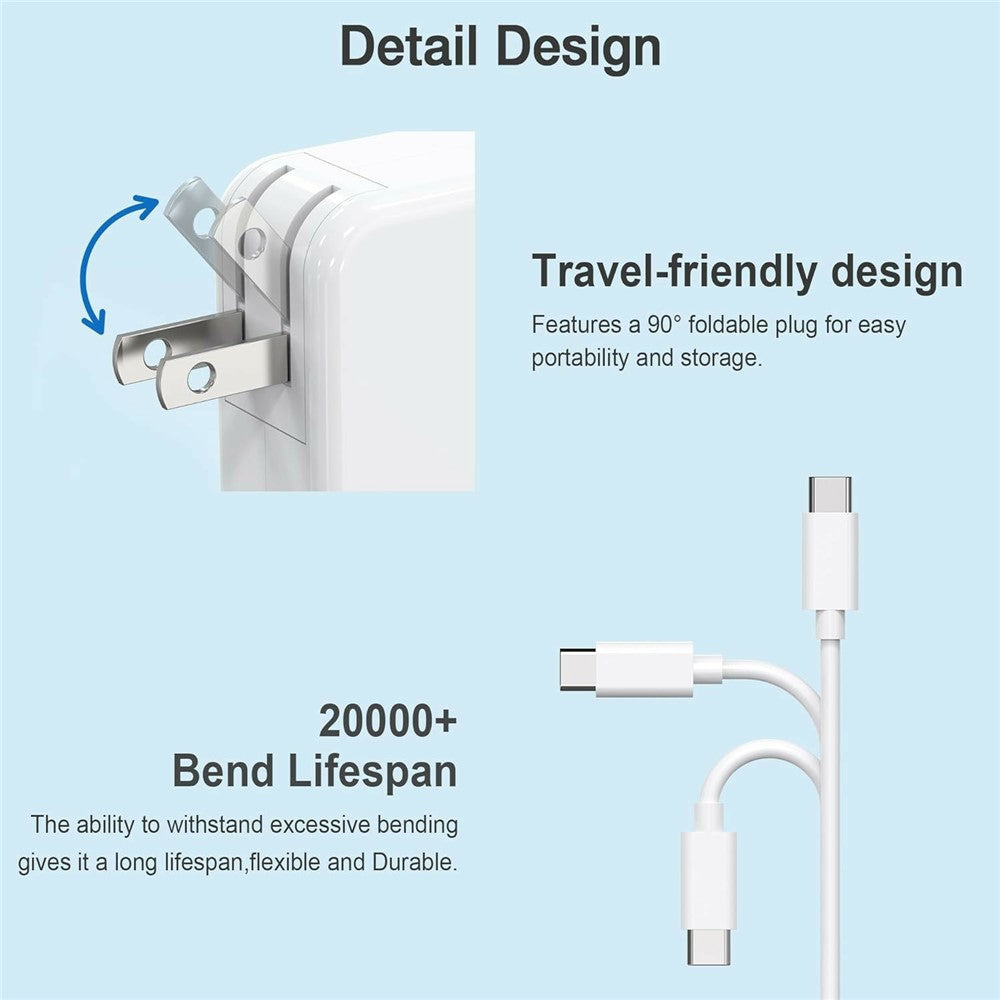 87W USB-C Hurtigoplader til bærbar computer til MacBook Pro 14 tommer (2023) / (2022) / MacBook Pro 15 tommer (2019) / (2018)
