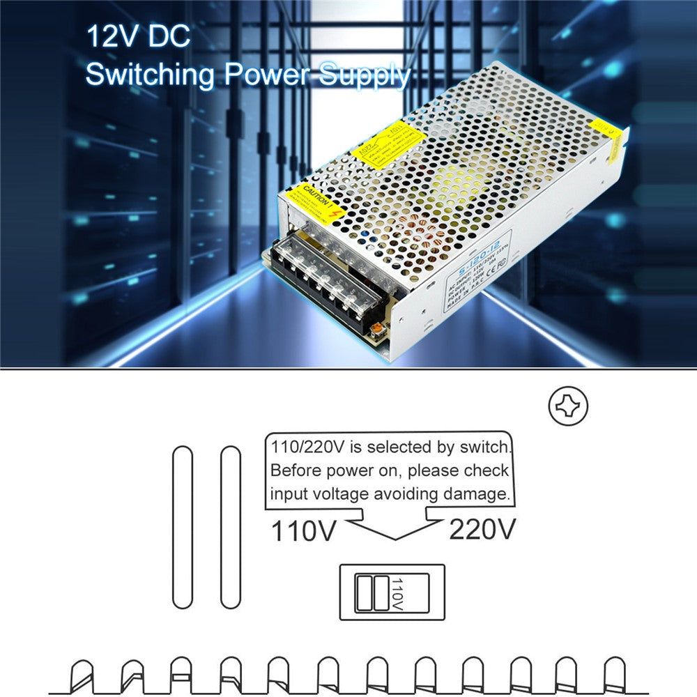 110V / 220V to DC 12V 10A 120W Converter Enclosed Switching Power Supply for CCTV Camera Security System LED Strip