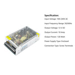 110V / 220V to DC 12V 10A 120W Converter Enclosed Switching Power Supply for CCTV Camera Security System LED Strip