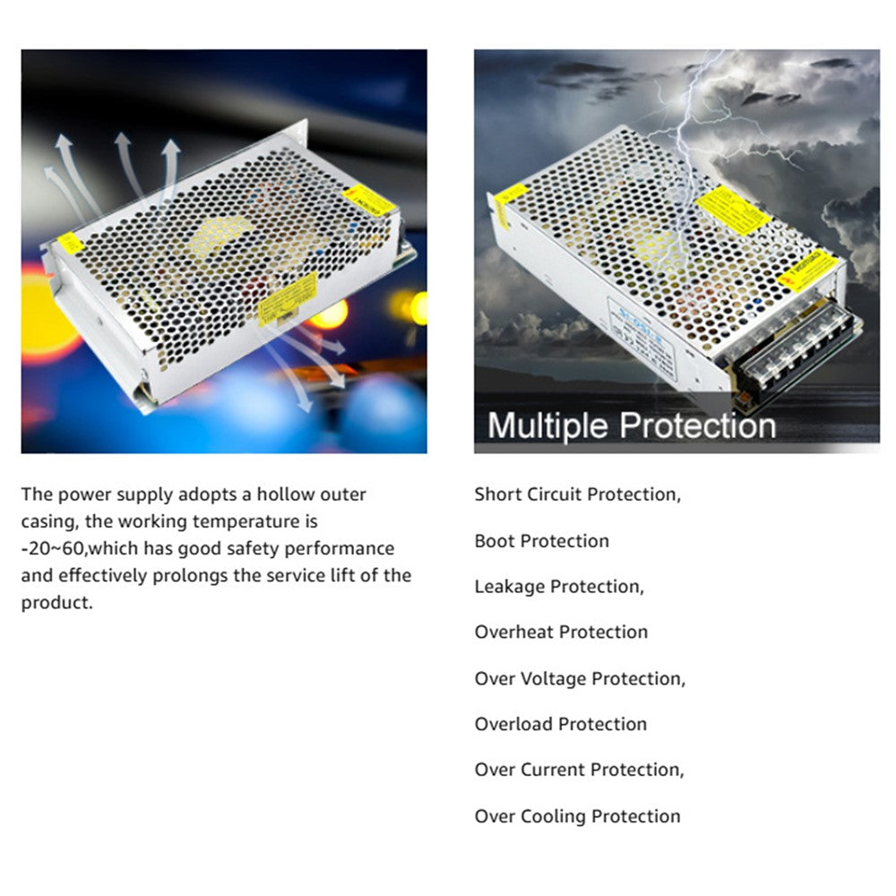 110V / 220V to DC 12V 15A 180W Converter Enclosed Switching Power Supply for CCTV Camera Security System LED Strip