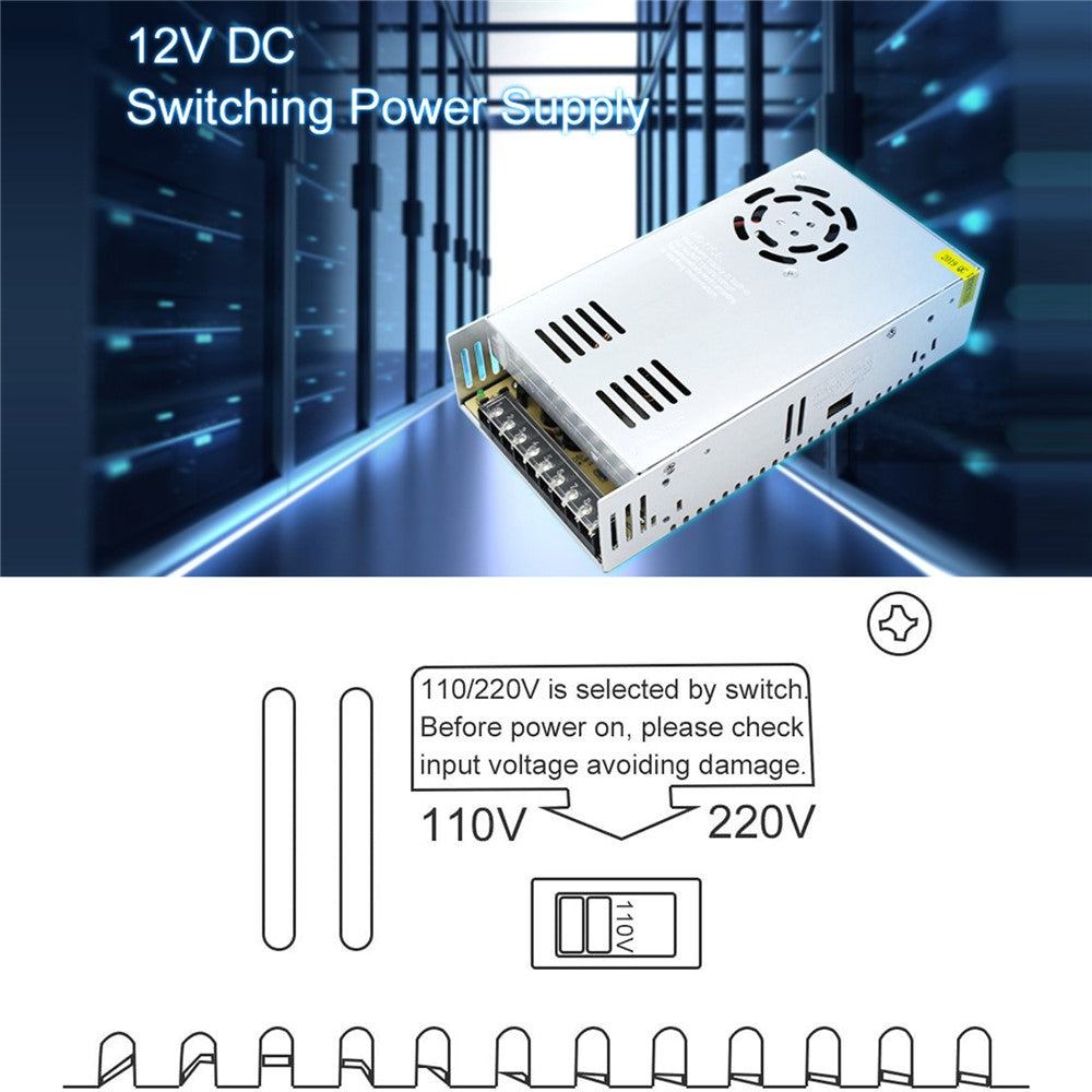 110V / 220V to DC 12V 30A 360W Converter Enclosed Switching Power Supply for CCTV Camera Security System LED Strip