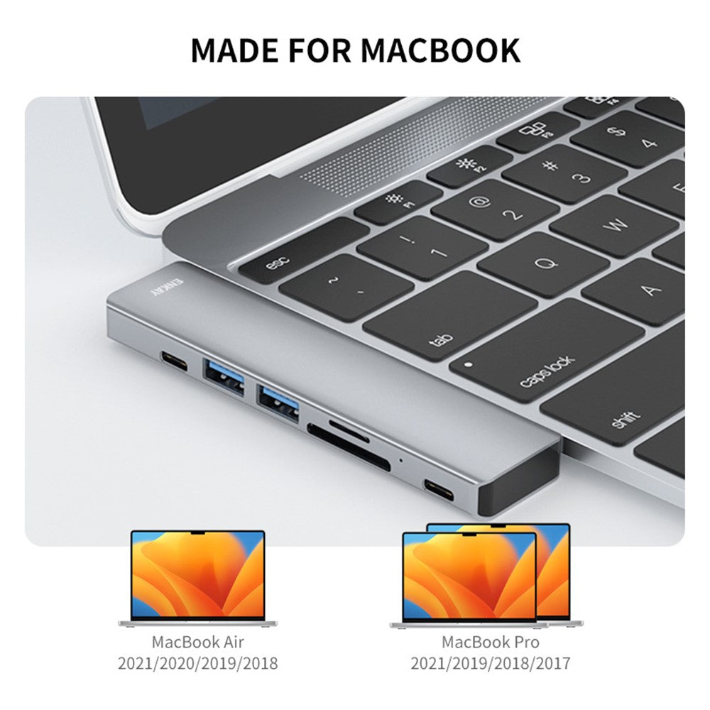 ENKAY HAT PRINCE Type-C Hub til HD 4K-adapter med USB-C USB3.0 TF SD-kortlæserport PD Hurtigopladning til MacBook-computer