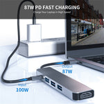 ENKAY HAT PRINCE 5-in-1 Type-C Hub to 4K HD Video Output+3xUSB3.0+PD Fast Charging USB-C Dock Station for Laptop PC