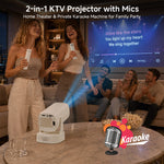V5 Portable Smart Projector 8K Video Decoding Android 14 Dual Band WiFi6 Bluetooth-compatible 5.2 KTV Karaoke Home Theater
