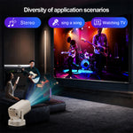 V5 Portable Smart Projector 8K Video Decoding Android 14 Dual Band WiFi6 Bluetooth-compatible 5.2 KTV Karaoke Home Theater