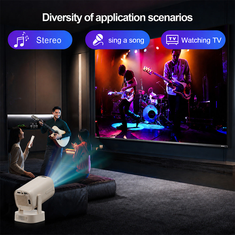 V5 Portable Smart Projector 8K Video Decoding Android 14 Dual Band WiFi6 Bluetooth-compatible 5.2 KTV Karaoke Home Theater