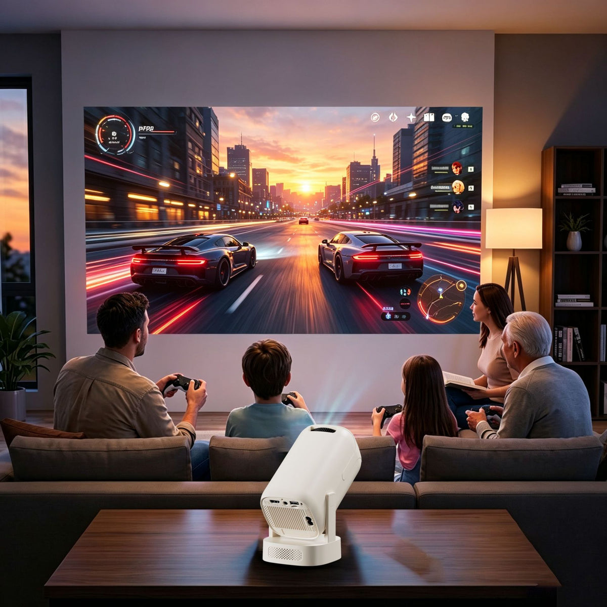 V5 Portable Smart Projector 8K Video Decoding Android 14 Dual Band WiFi6 Bluetooth-compatible 5.2 KTV Karaoke Home Theater