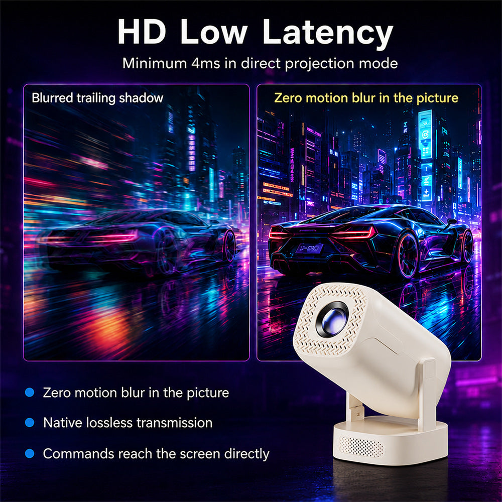 V5 Portable Smart Projector 8K Video Decoding Android 14 Dual Band WiFi6 Bluetooth-compatible 5.2 KTV Karaoke Home Theater