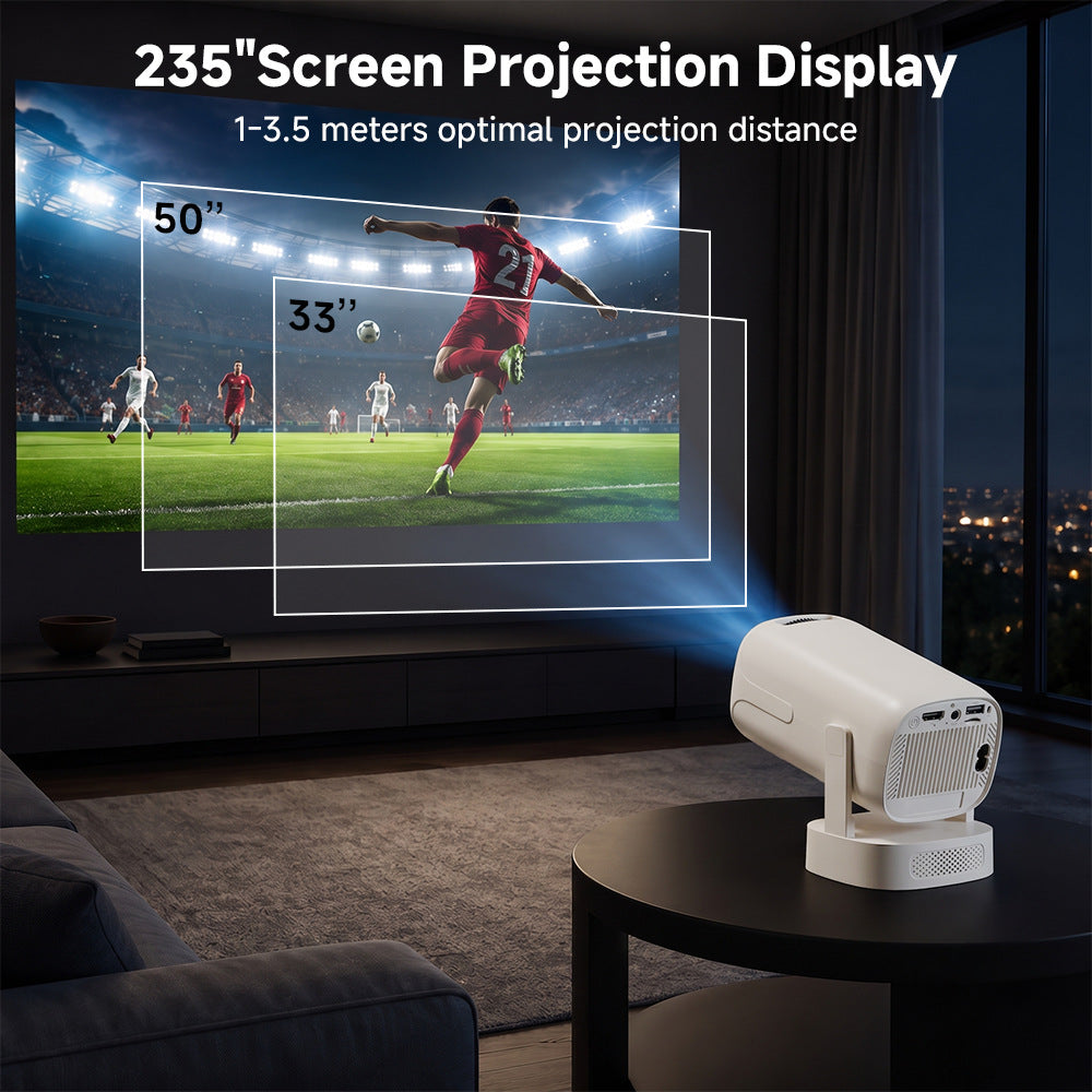 V5 Portable Smart Projector 8K Video Decoding Android 14 Dual Band WiFi6 Bluetooth-compatible 5.2 KTV Karaoke Home Theater
