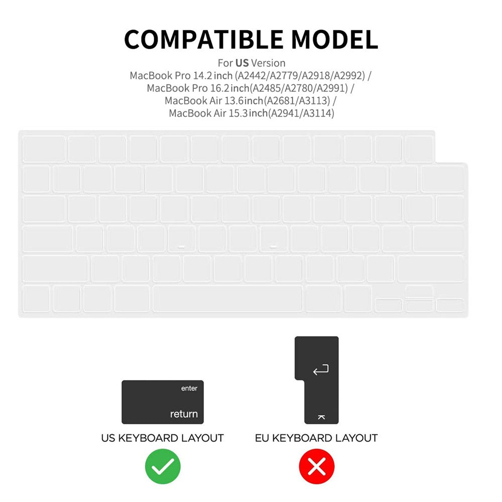 ENKAY HAT PRINCE TPU Tastaturfolie (US-version) til MacBook Pro 14 tommer (A2442) / 16 tommer (A2485) / Air 15 tommer (2025) / (2024) / (2023) A2941 / 13 tommer (2025)