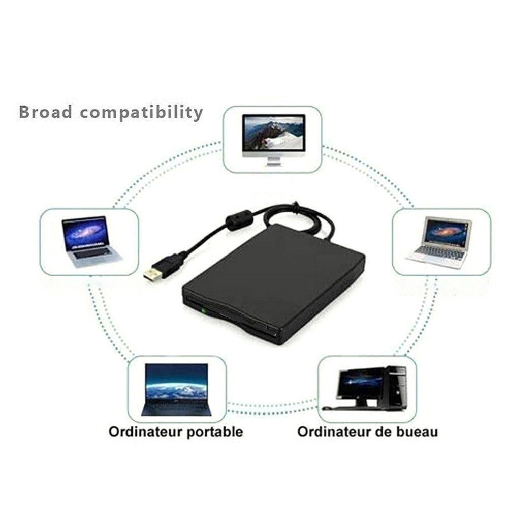 3,5 tommer eksternt USB-diskettedrev bærbart plug and play 1,44 MB FDD-diskettedrev
