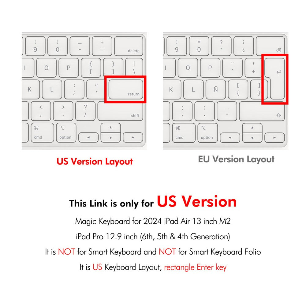ENKAY iPad Air 13 (2025) / (2024) / Pro 12.9 (2022 / 2021 / 2020) US Version Magic Keyboard Cover Blød TPU Beskyttelsesfilm