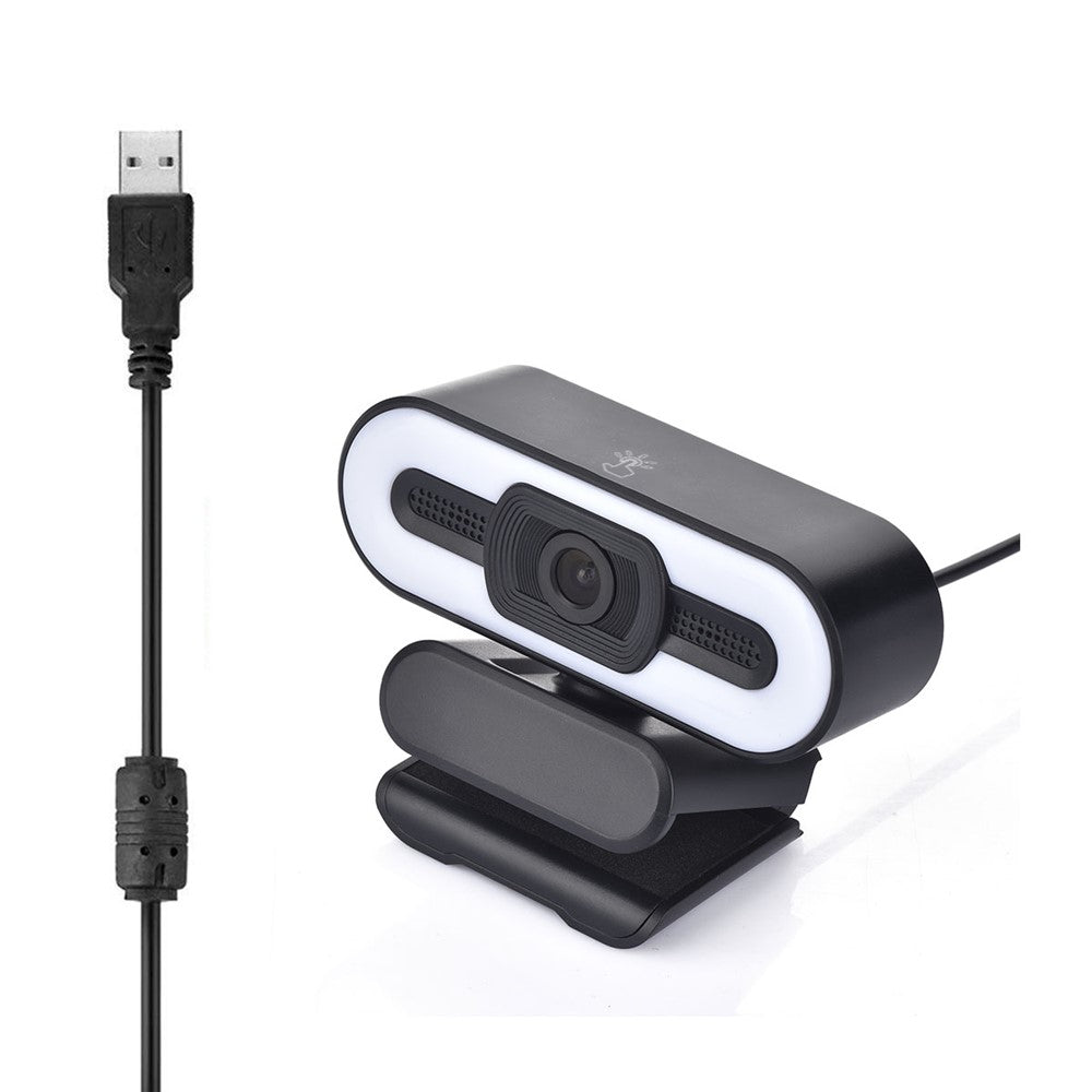 A55 1080P computerkamera til hjemmekontoret med indbygget mikrofon til liveundervisning USB-webcam med LED-fyldlys