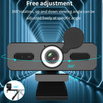 ELEBEST 2K USB Computerkamera Webcam til Live Streaming Videokonferencer med Ring Light