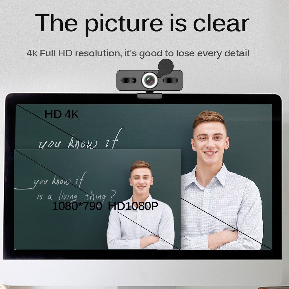 ELEBEST 2K USB Computerkamera Webcam til Live Streaming Videokonferencer med Ring Light