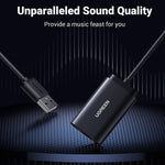 UGREEN 30724 USB Audio Adapter Eksternt Stereo Lydkort med 3,5 mm Hovedtelefon Mikrofon Jack til Windows Mac Linux PC Bærbar PS5