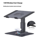 E8AW Desktop Laptop Bracket Aluminum Alloy Heat Dissipation Stand with Wireless Charging Dock