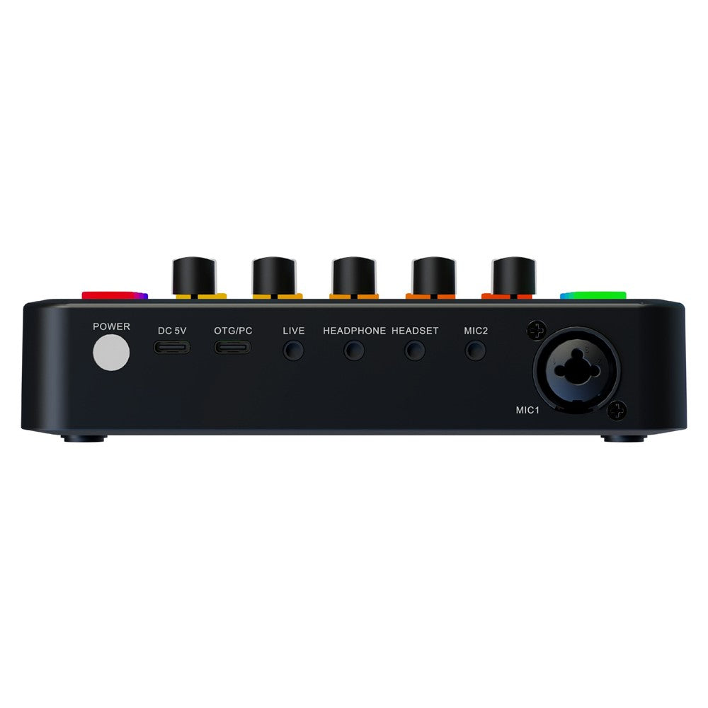 F9 Sound Card for Live Streaming Professional Audio Mixer with 48V Phantom Power Voice Changer RGB Lights