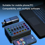 F9 Sound Card for Live Streaming Professional Audio Mixer with 48V Phantom Power Voice Changer RGB Lights