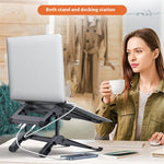 C19U Dual Layer Laptop Stand Tablet Notebook Riser Storage Rack with HD USB3.0 TF / SD Hub