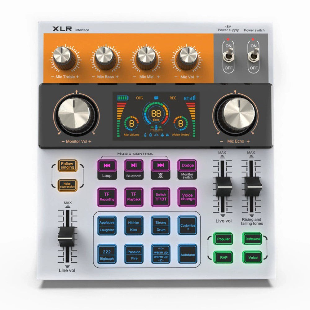 C200 Audio Mixer Sound Card Bluetooth-Compatible Adjustable Mixing Console for Live Streaming / Singing