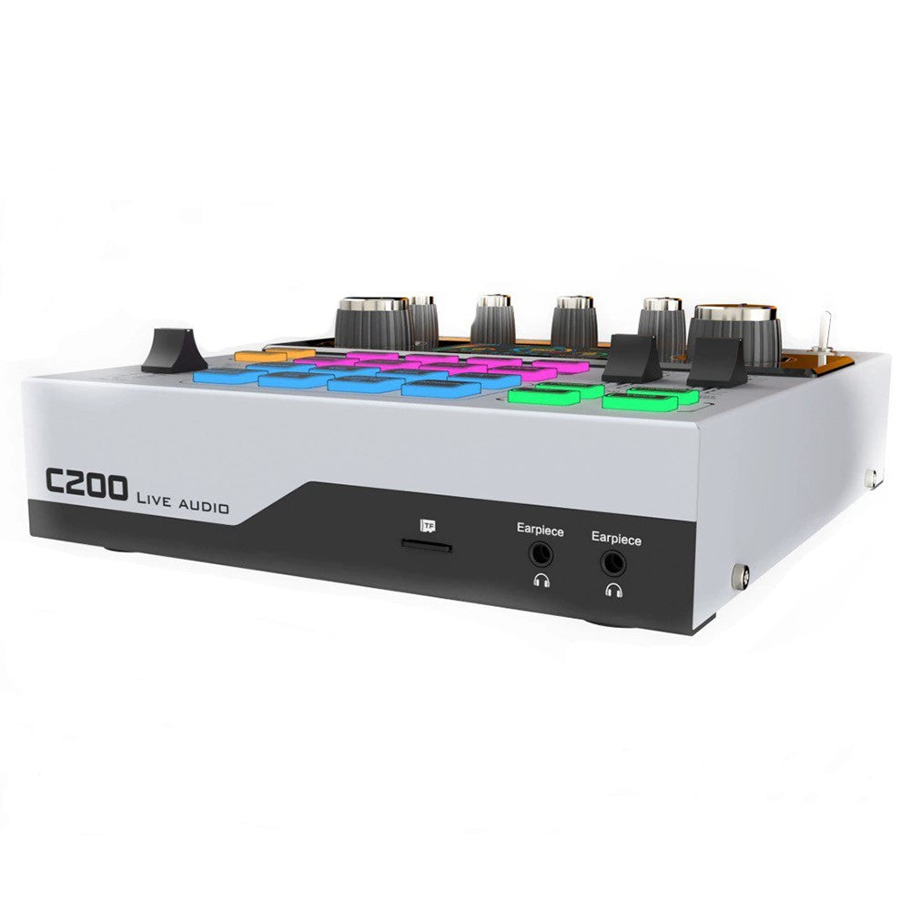 C200 Audio Mixer Sound Card Bluetooth-Compatible Adjustable Mixing Console for Live Streaming / Singing