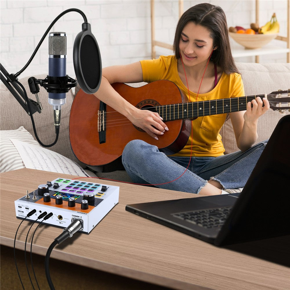 C200 Audio Mixer Sound Card Bluetooth-Compatible Adjustable Mixing Console for Live Streaming / Singing